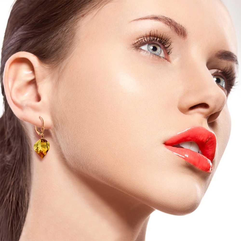 LEVERBACK EARRING TWISTED BRIOLETTE CITRINES - Picture 2 of 5